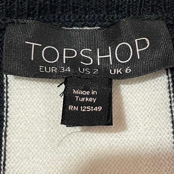 Topshop Striped Side Tie Knit Top - Navy/White - US 2 - Picture 8 of 14